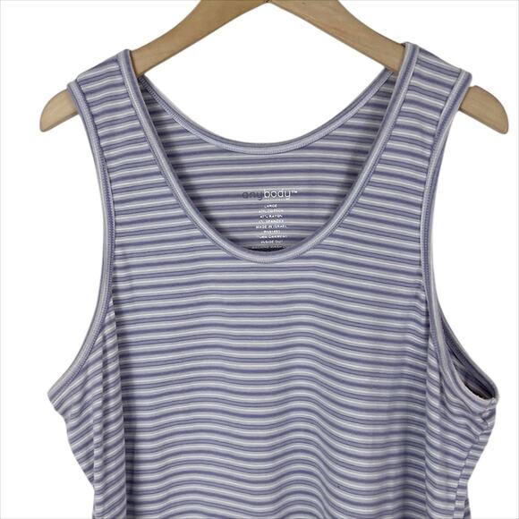 AnyBody Purple and Gray Striped Tank Top Sleeveless Top Size Large - Picture 3 of 4